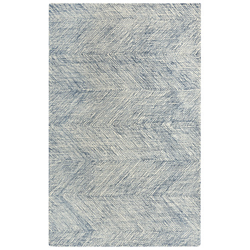 Millwood Pines Morecambe Chevron Handmade Tufted Wool Blue Area Rug